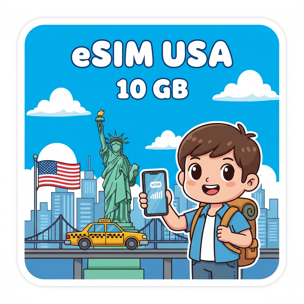 eSIM USA Cartoon