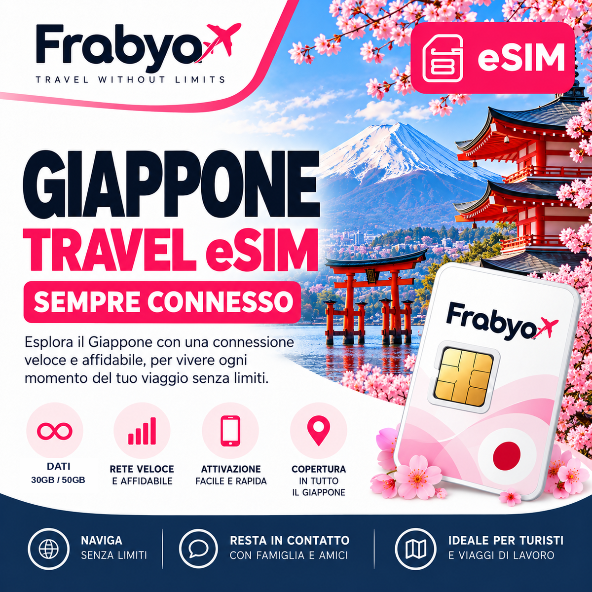 eSIM Giappone SoftBank 30GB o 50GB - Frabya