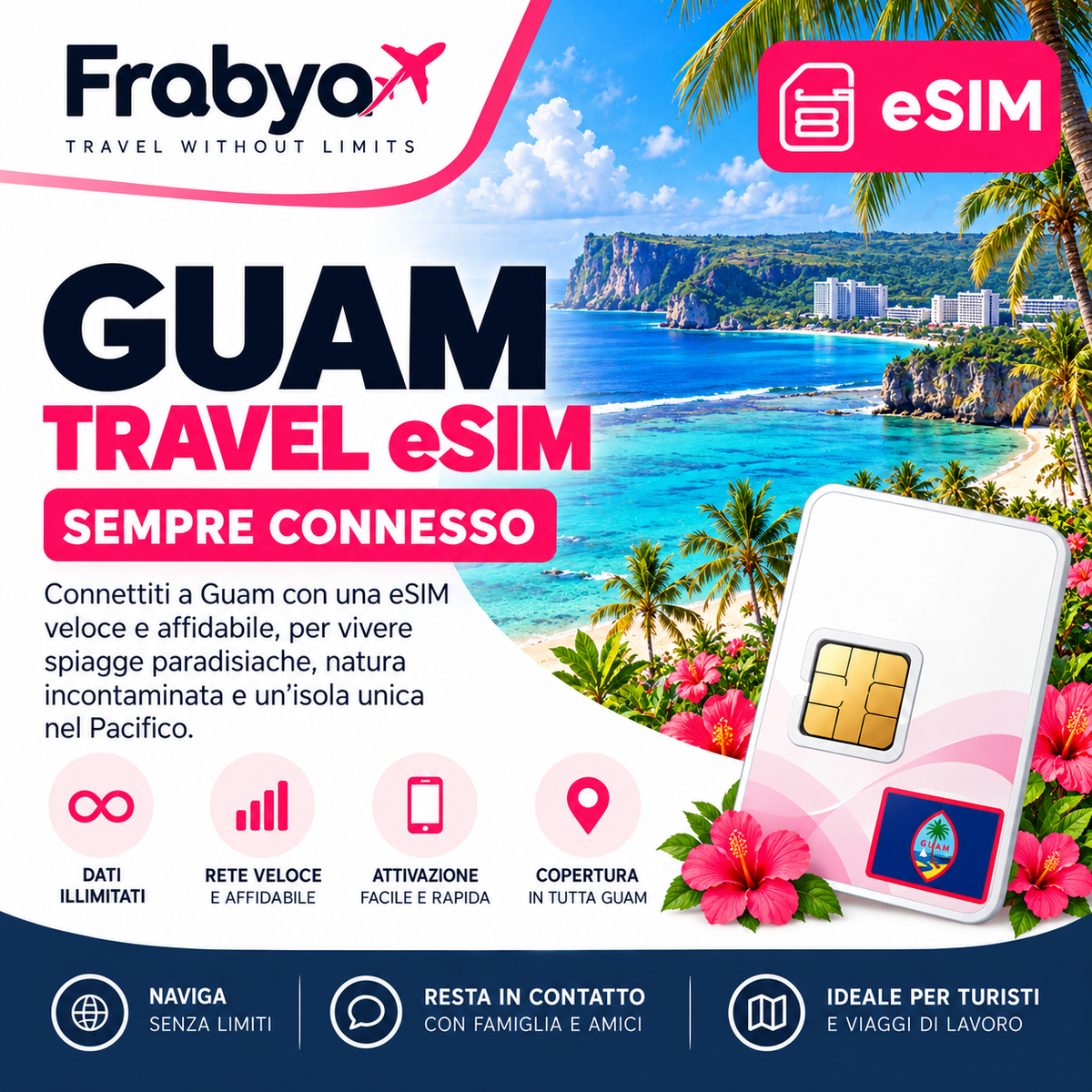 eSIM Guam Docomo dati voce e SMS - Frabya