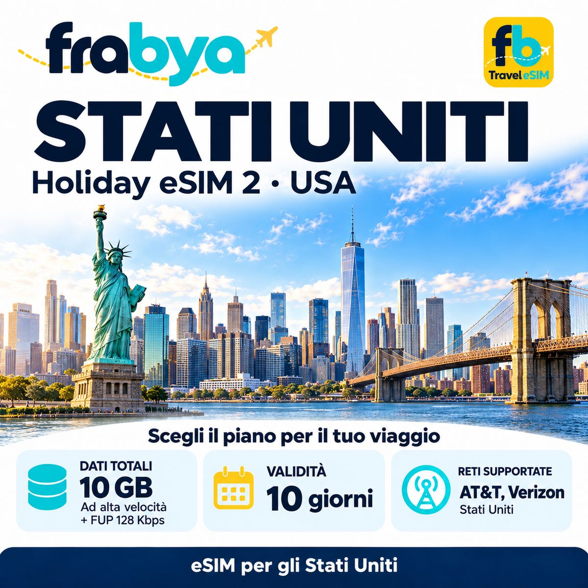 eSIM USA 10GB – 10 Giorni — Frabya Travel eSIM