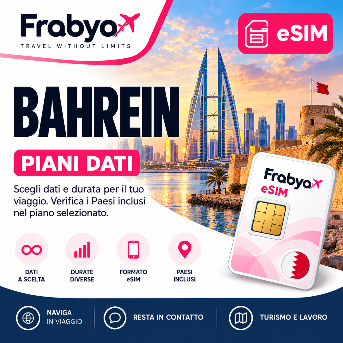 Frabya eSIM BAHREIN — piani dati e durate selezionabili