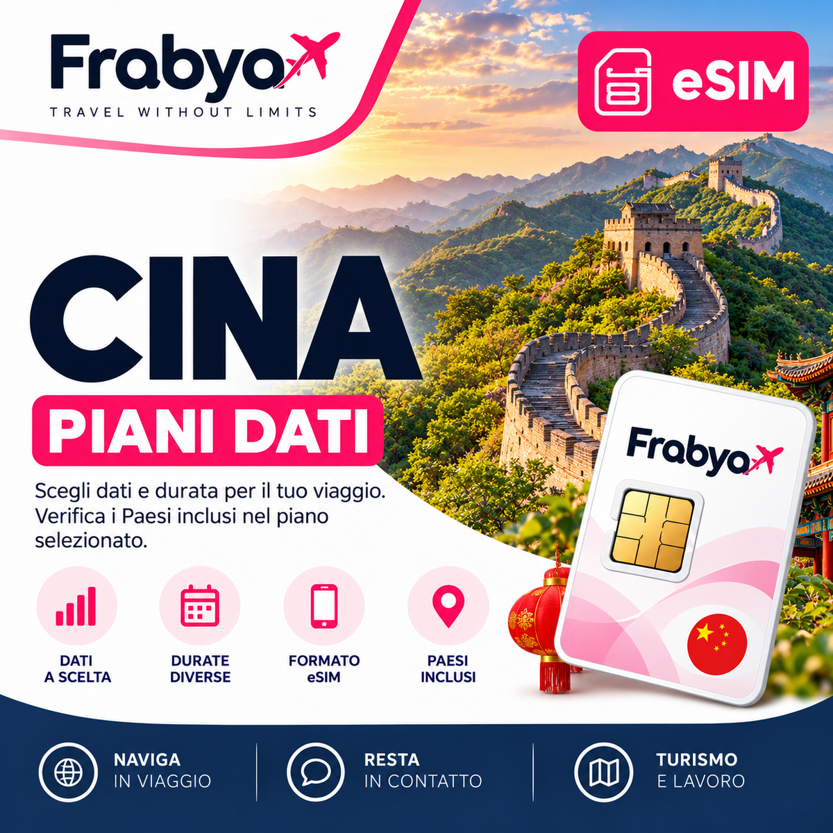 Frabya eSIM CINA — piani dati e durate selezionabili