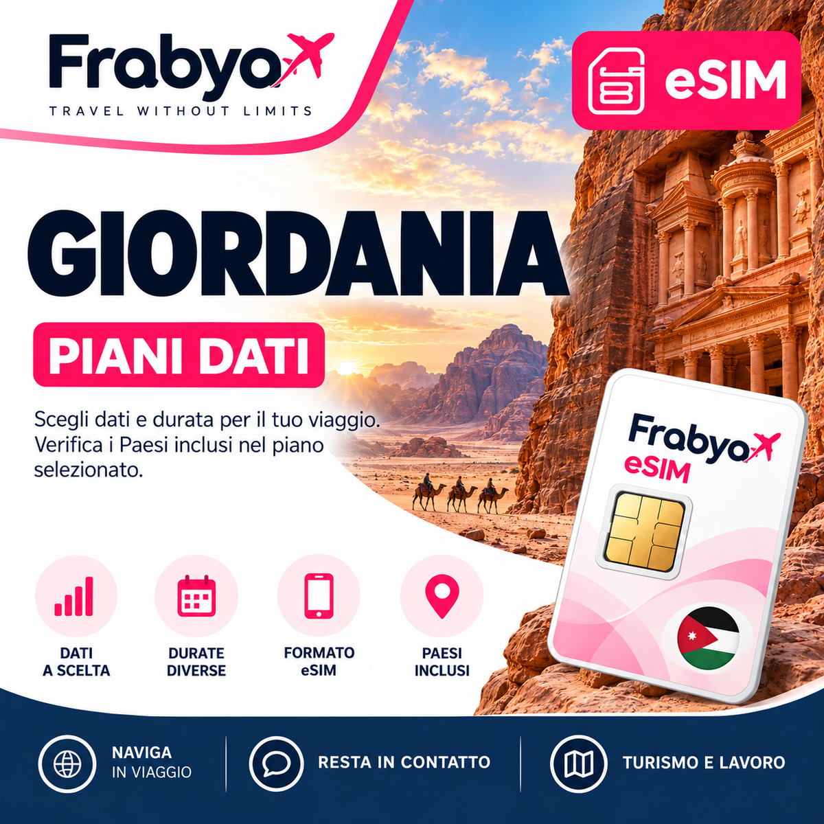Frabya eSIM GIORDANIA — piani dati e durate selezionabili