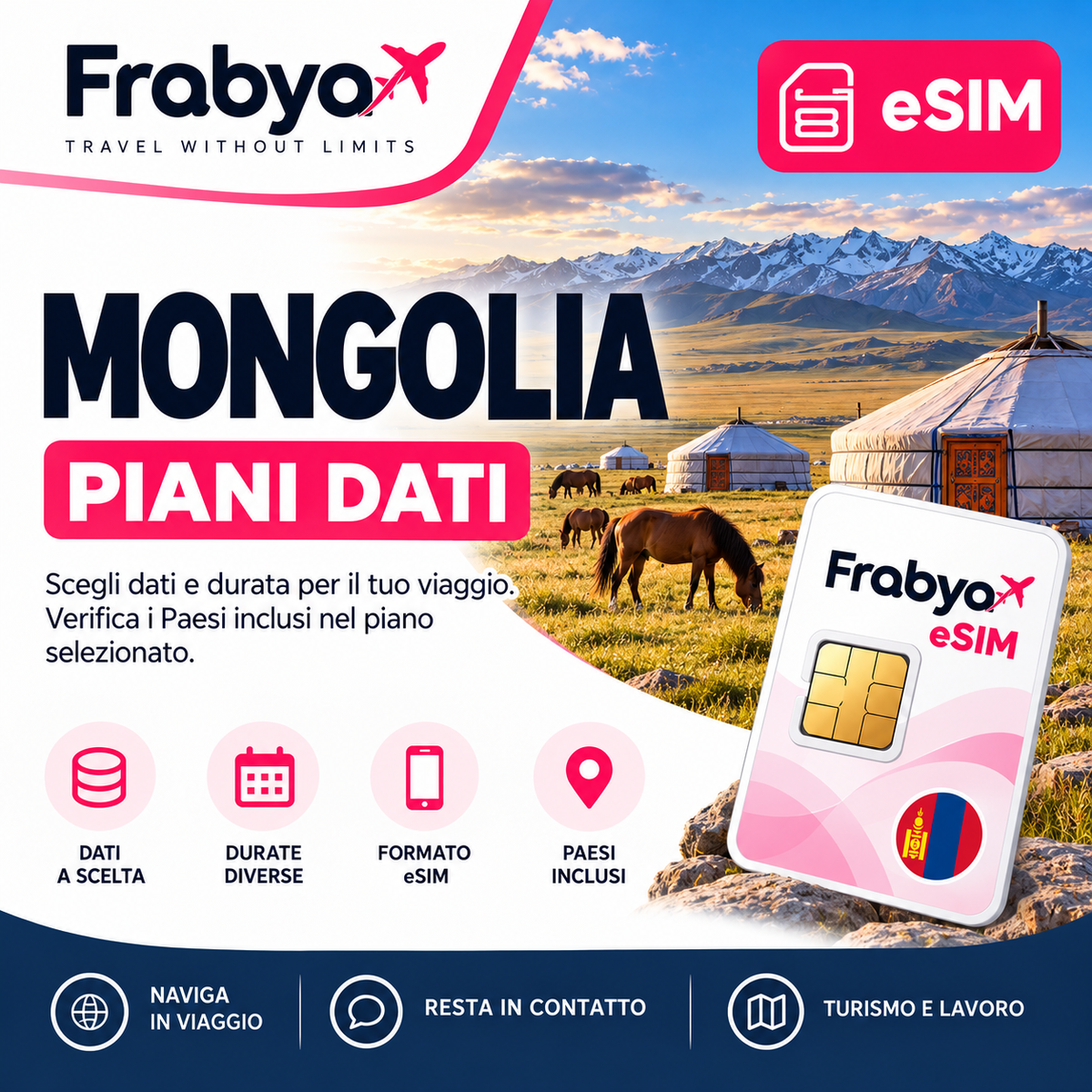 Frabya eSIM MONGOLIA — piani dati e durate selezionabili