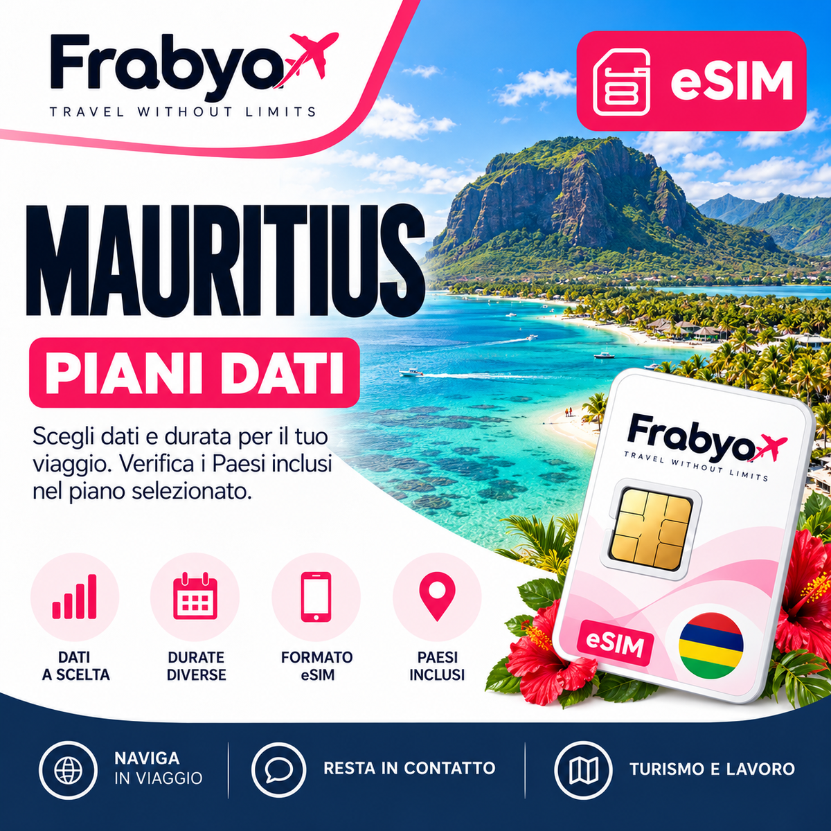 Frabya eSIM MAURITIUS — piani dati e durate selezionabili