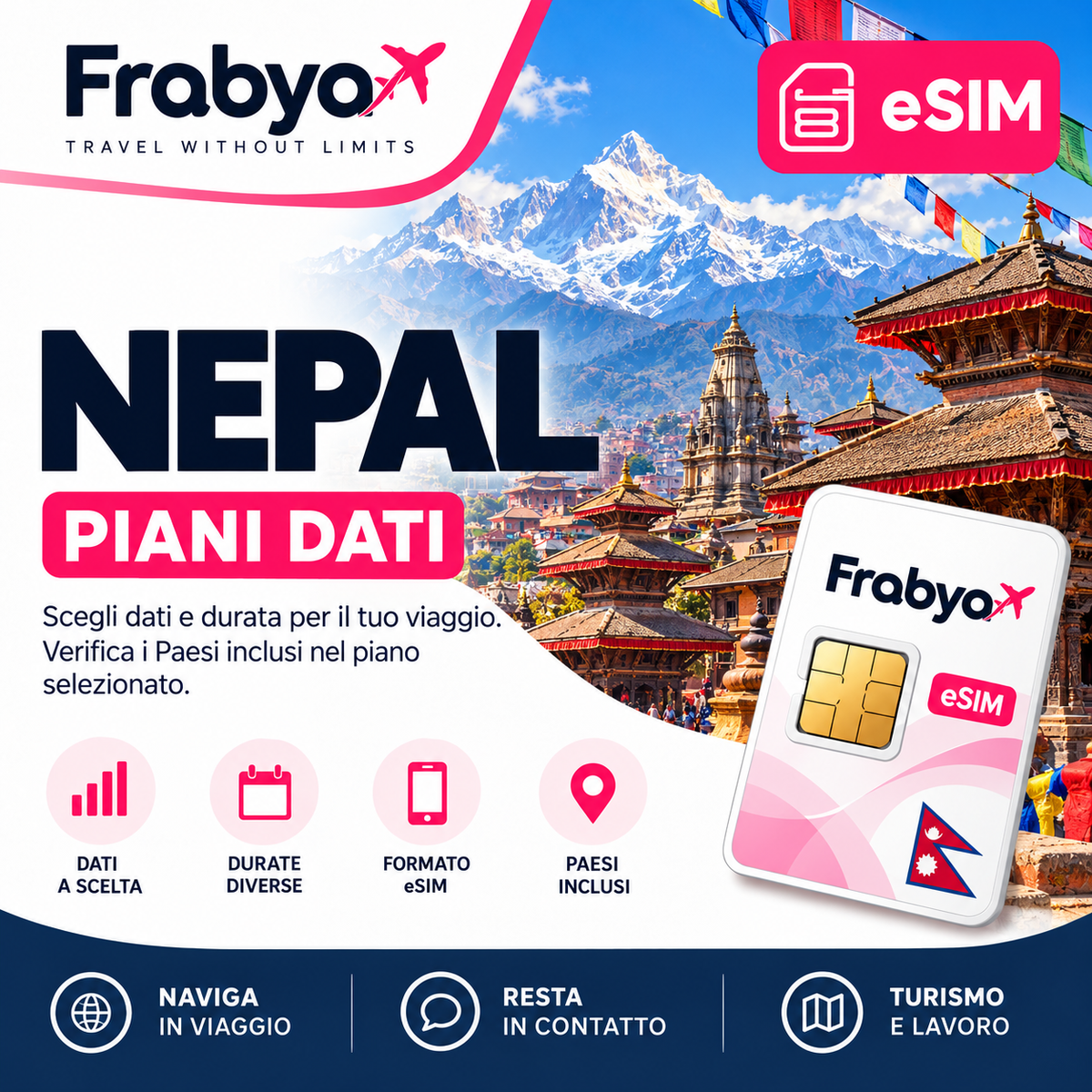 Frabya eSIM NEPAL — piani dati e durate selezionabili