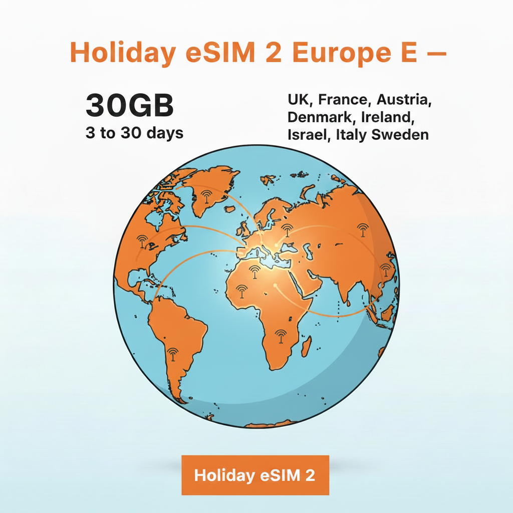 Holiday eSIM 2 Europe E — 30GB