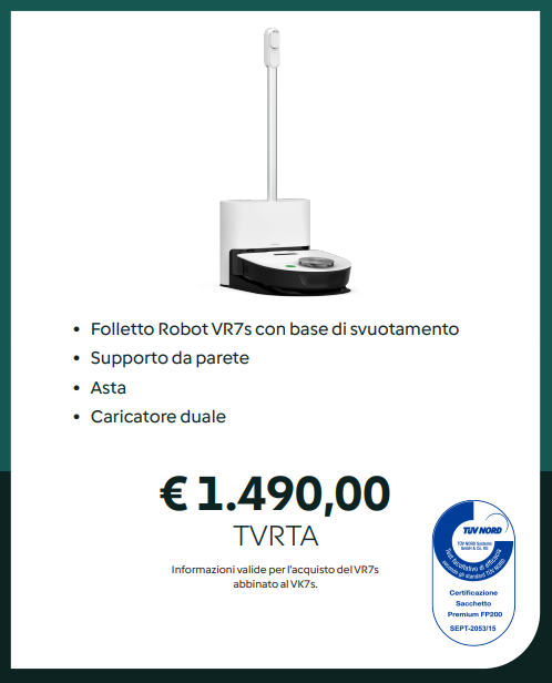 Folletto Robot VR7s con base di svuotamento