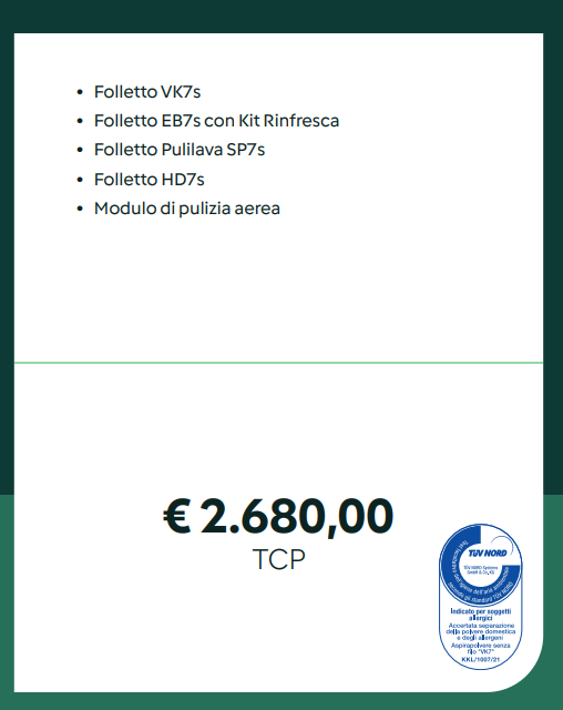 Folletto Combinazione C — listino prezzi TCP TEP