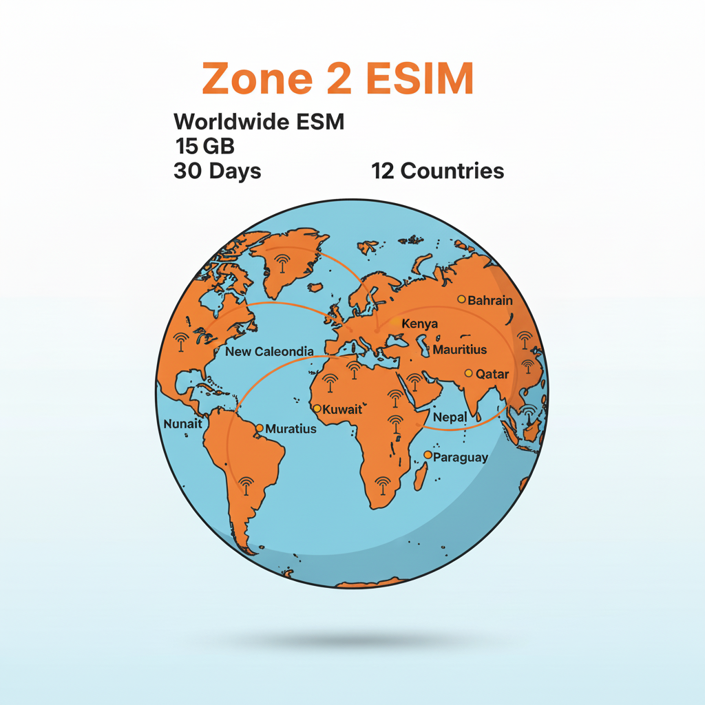 eSIM Orange Zone 2 15GB 30 Giorni - 12 Paesi